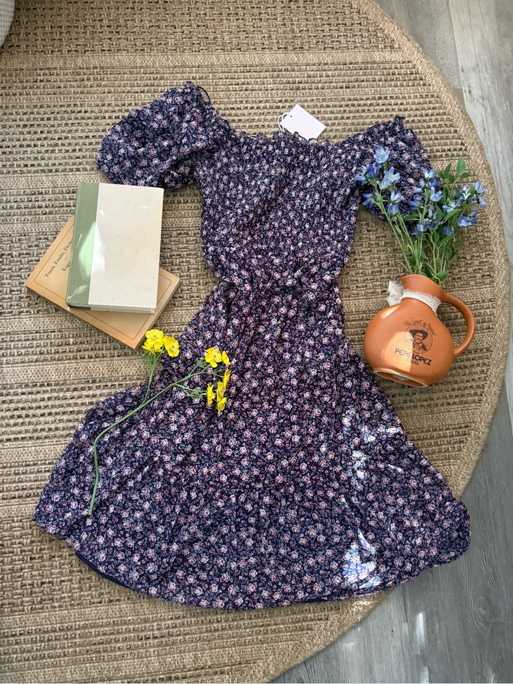 ✨🌷NWT LAUREN CONRAD FLORAL RUCHED MIDI, S 🌷✨